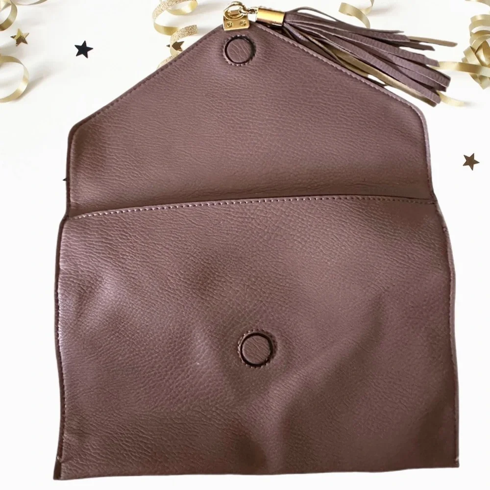 Big Buddha Mauve Faux Leather Envelope Clutch